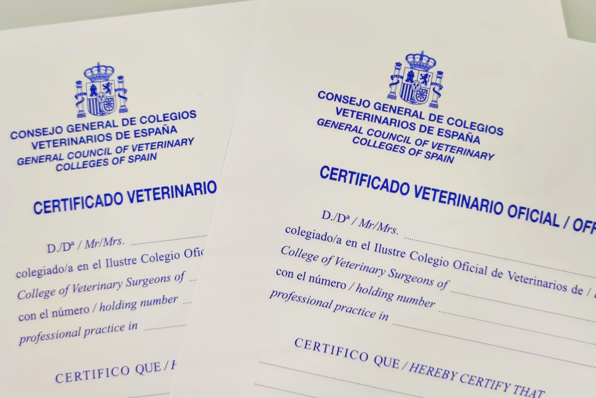 Certificados veterinarios oficiales para exportación